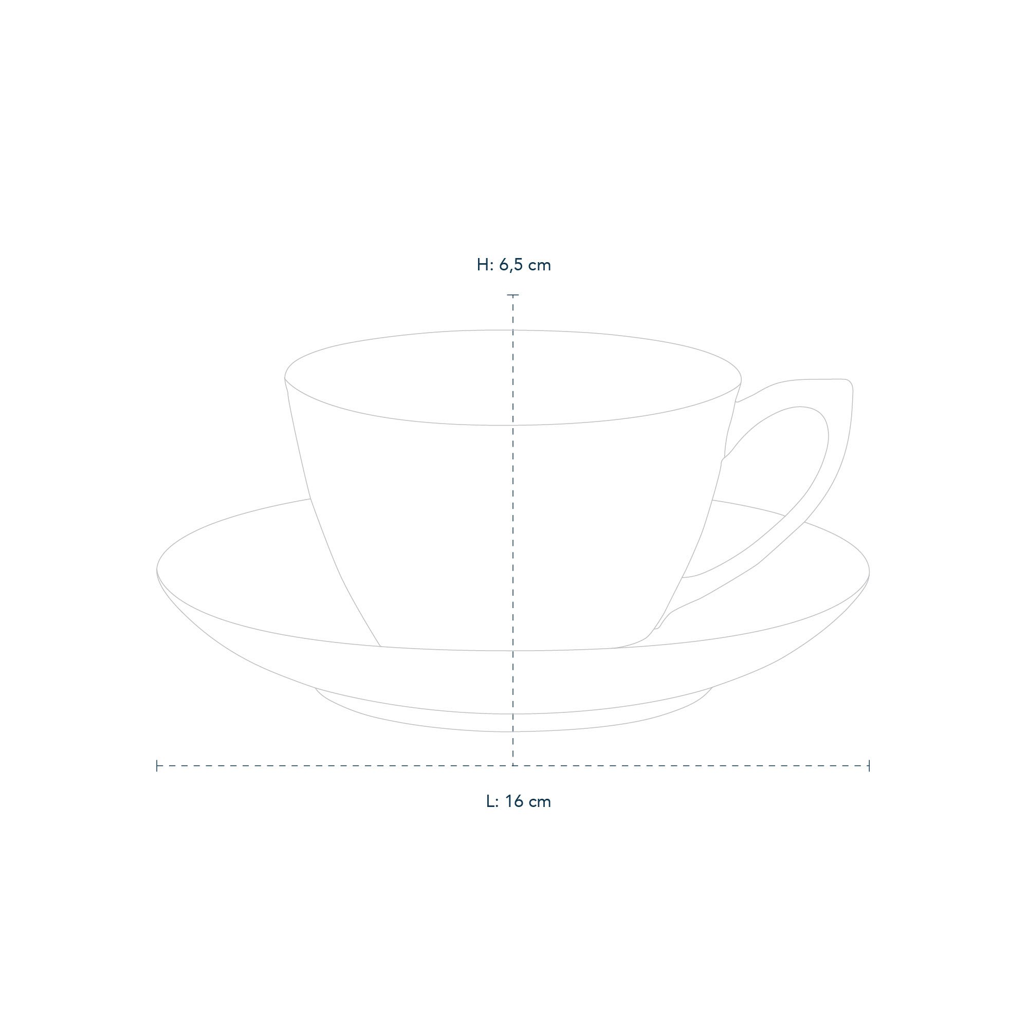 Line Drawing of Blue Fluted Mega Cup and Saucer 28cl